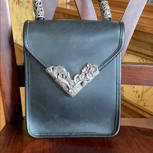 Brighton shoulder bag. Black with silver.